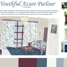 Youthful Azure Parlour-Rendered Living room cottage